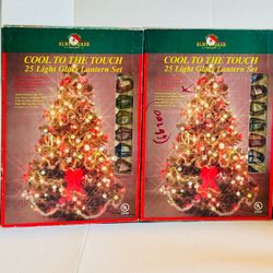 Vintage Kurt Adler Cool to the Touch 25 Light Glass Lantern Set2 Boxes 50 Lights READ