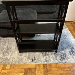 Wooden 2-tier end table with storage shelves