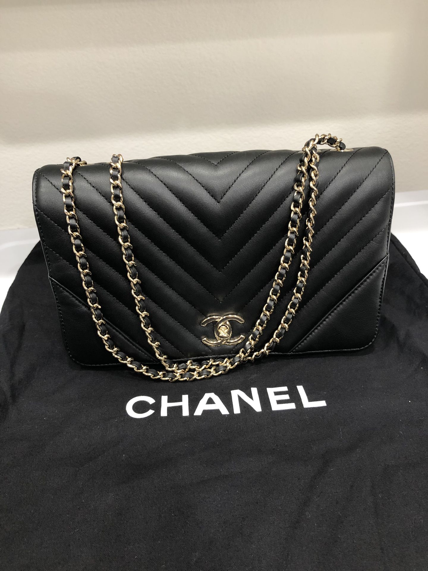 Chanel 17b Chevron Edge Statement Flap Bag