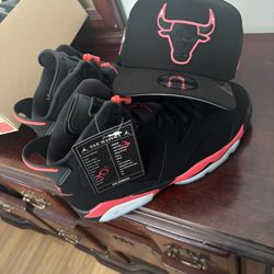 Jordan 6 Infrared Size 13 New In Box With Matching Hat