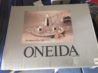 NEW * ONEIDA 4 PIECE COFFEE SERVICE TRAY POT SILVERPLATE •• Made in USA •• VINTAGE