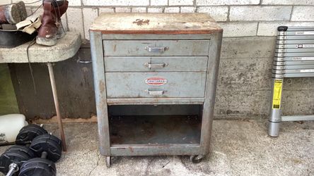 Vintage Craftsman Metal Tool Cabinet on Wheels