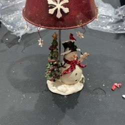 VINTAGE SNOWMAN TEALIGHT CANDLE HOLDER 