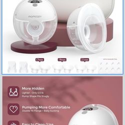 Momcozy M5 Hands-Free Wearable Breast Pump, Double-Sealed Flange for Baby-Like Comfort, 3 Modes & 9 Suction Levels, Portable Electric Pump – 24mm, 2-P