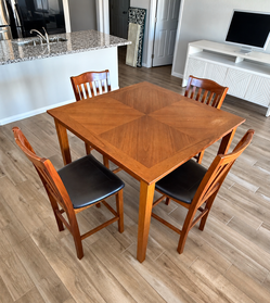 Counter Height Dining Table & 4 Chairs - Wood