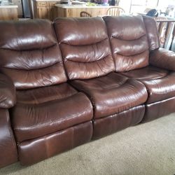 Ashley Leather Power Recliner Sofa