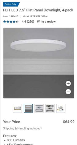 FEIT LED 7.5” Flat Panel Downlight, 4-pack $35 or 24 pack for $150