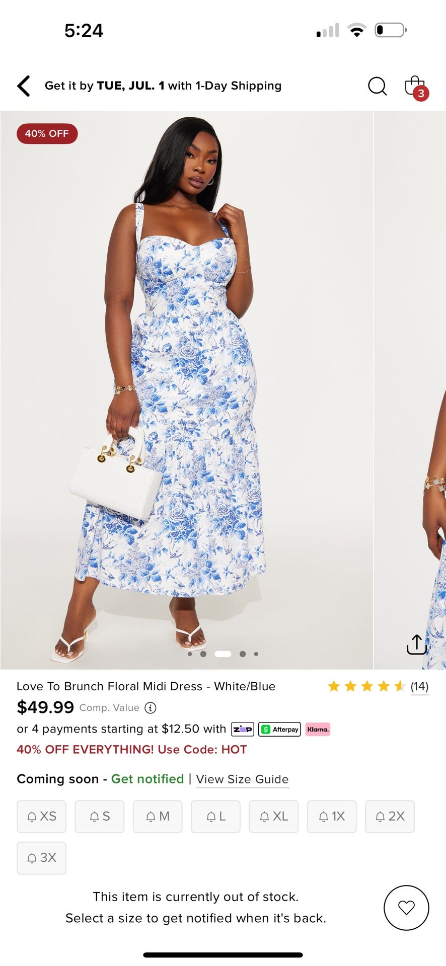 Love To Brunch Floral Midi Dress - White/Blue