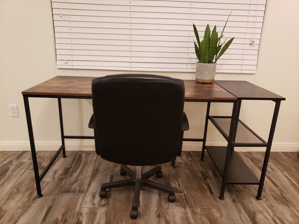 Modern Home Office 63-inch Computer Desk + Office Chair Bundle