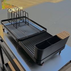 New In Box Kitchen Counter Top Dish Plate Bowl Drying Dry Rack With Utensil And Knife Holder 