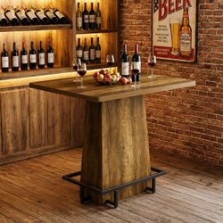 47" Bar Table, Rustic Industrial Pub Table With Footrest For Kitchen Bar Restaurant. NO STOOLS!!