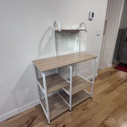 soges Kitchen coffee Shelf, 6 Shelves, Multifunctional Storage, Contemporary Style, color:fake oak wood