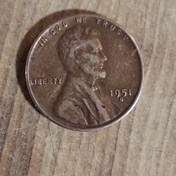 1951 Lincoln Wheat Penny D Over S Amd Rim Error