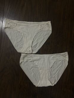 Soma Women’s Solid Lace Trim Bikini Panties White Regular Size M 2-Pack