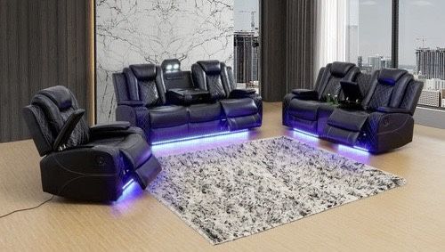 💥FREE DELIVERY💥Brand New POWER, LED, USB  3PC Reclining Sofa Loveseat Chair Set 