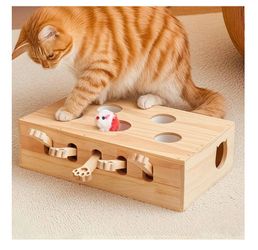 Whack a Mole Cat Toy with Pop Up Mice - Interactive Puzzle Game & Scratch Board for Indoor Cats, Mental Enrichment and Exercise, Fun Cat Puzzle Box To