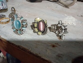 Lot of 3 Silver-Tone Statement Rings