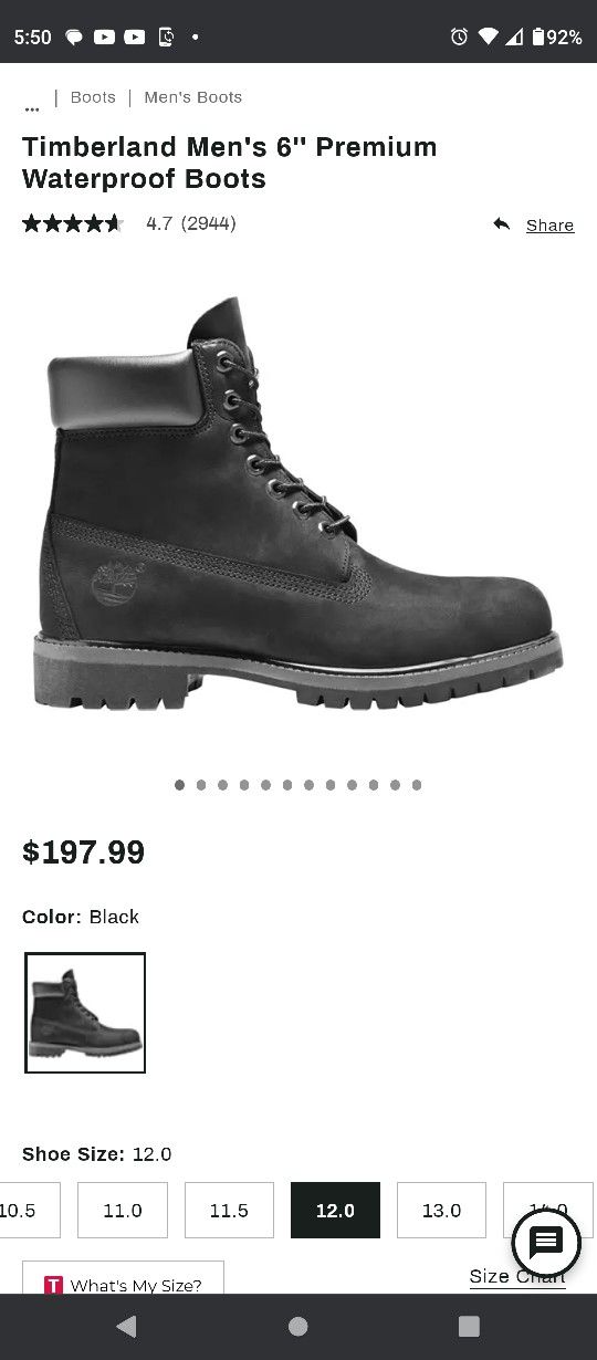 Black Timberland 6" Boots 