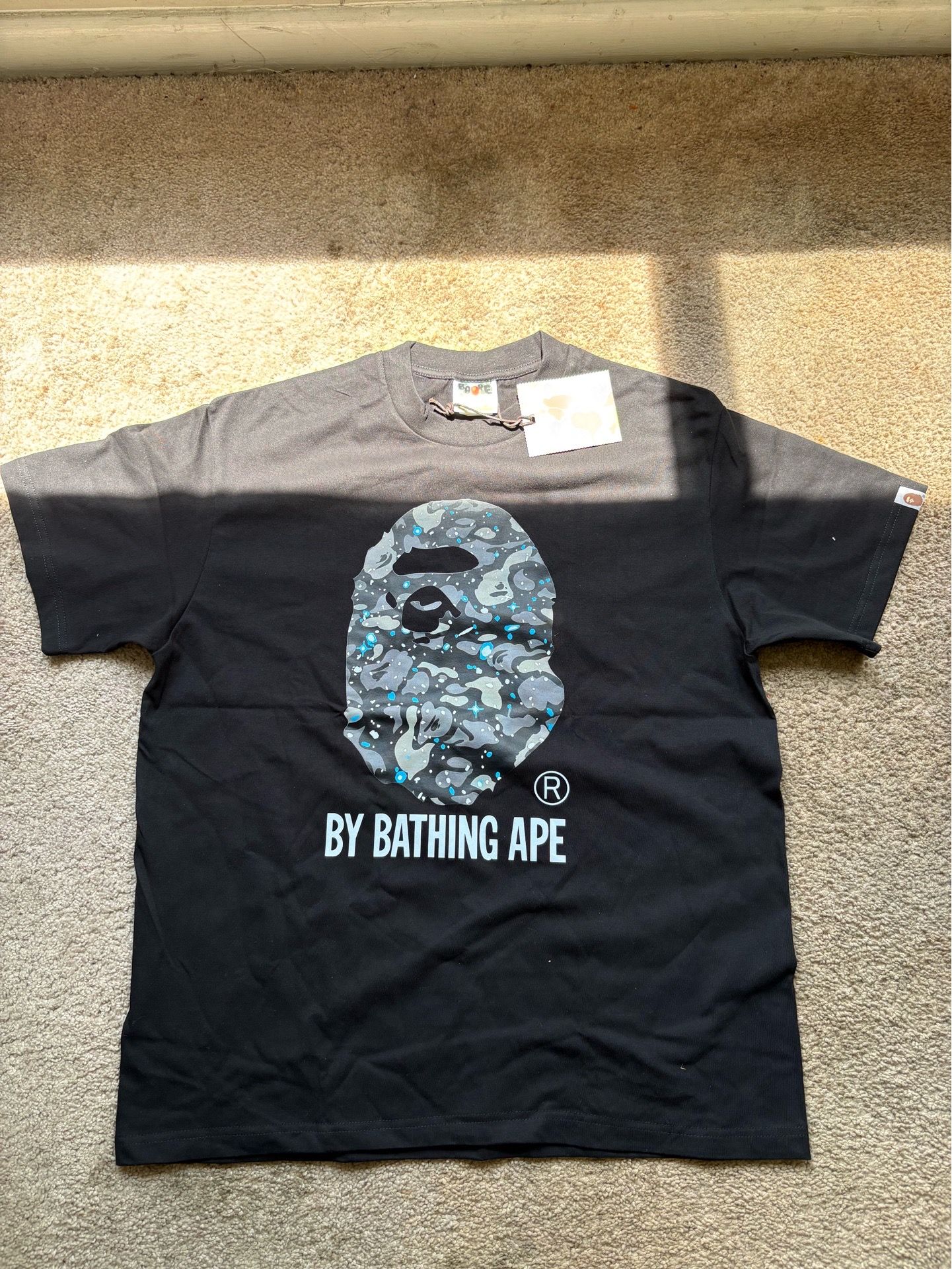 A Bathing Ape Black Grey Camo Ape Head Tee Large Brand New