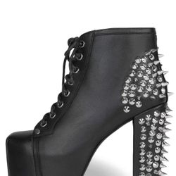 Jeffrey Campbell Womens SPIKE Litas Platform Booties BLACK Size 6 / 36.5