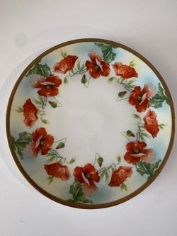 Antique Royal Rudolstadt Prussia Beyer & Bock Poppy Plate - c. 1905 8.5" - Excellent Condition