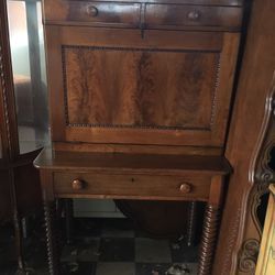 Vintage Mail Desk With Spiral Legs