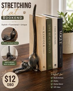 Decorative Cat Bookend / Book Stop – Metal
