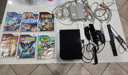 🌟Nintendo Wii Black Console Bundle (Model RVL-001 / GameCube Compatible) + 6 Games & Extras