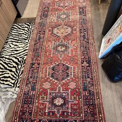 Handmade Persian Runner Rug – Authentic Wool Vintage Heriz Style (3x11ft)
