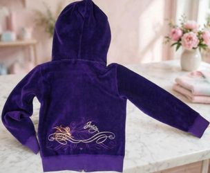 Juicy Couture Purple Velour Zip Hoodie Jacket Girls Size 4 Vintage Y2K NWT
