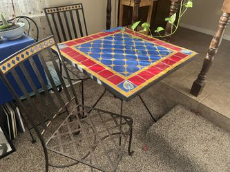 Outdoor Dining Table Spanish Tile Mosaic Garden