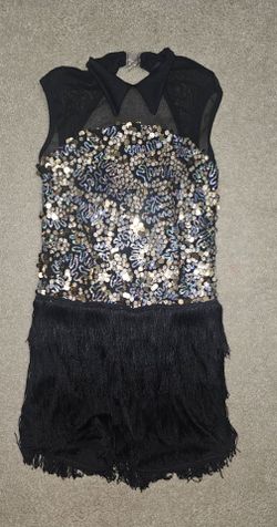 Girls Black Sequin and Feather Dress (Size 12)