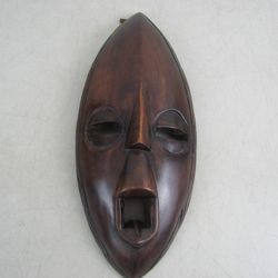 African Hand Carved Wooden Folk Art Tribal Mask Wall Decor 14" Tall


