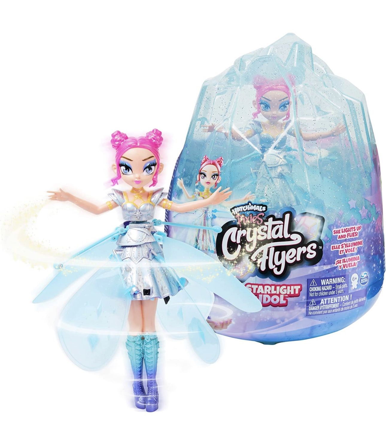 Hatchimals Pixies, Crystal Flyers Starlight Idol Magical Flying Pixie Toy Doll with Lights, Girls Gifts, Kids Toys for Girls Ages 6 and Up