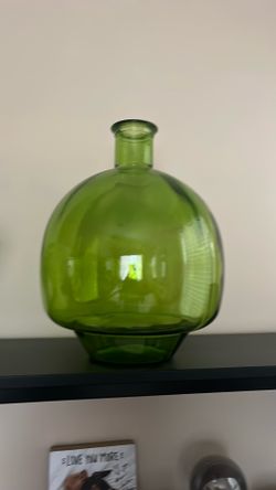 Beautiful large green glass vase