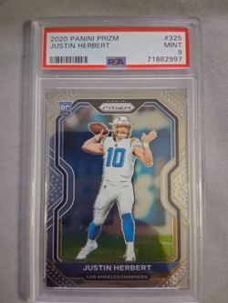 2020 panini silver prizm rookie card Justin Herbert psa 9