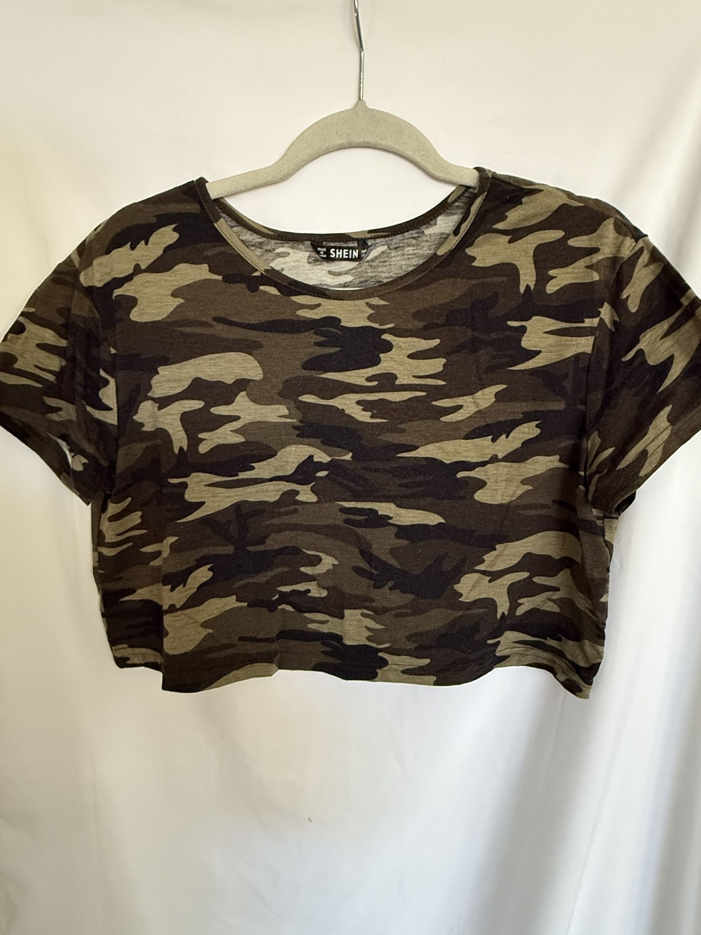Women’s Camo, Cropped Shirt, Size Small, By Shein
