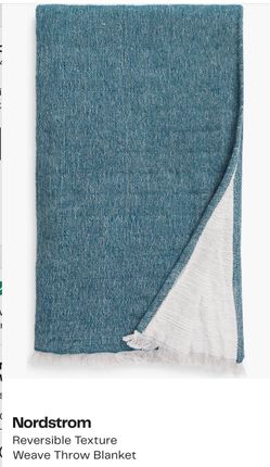 Nordstrom Reversible Texture Weave Throw Blanket Denim Blue