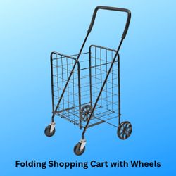 New, Utility Shopping Cart with Wheels: Ideal for Groceries and Laundry