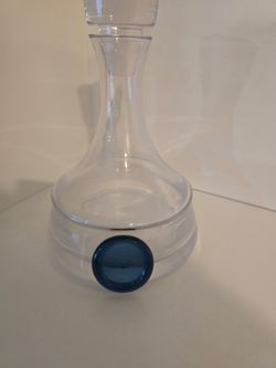 Clear Glass Decanter with Blue Medallion Seal