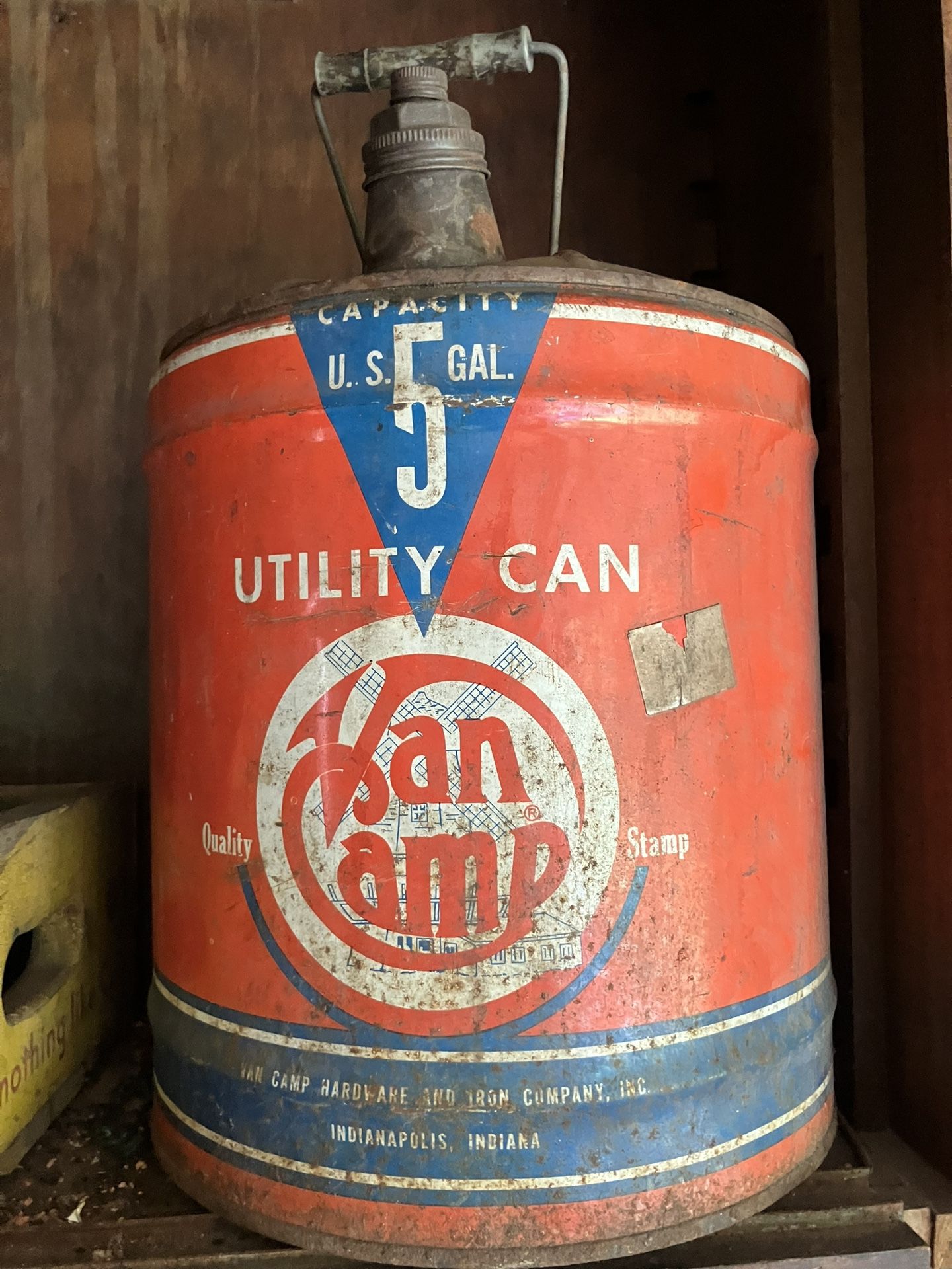 Vintage Van Camp 5 Gallon Utility Can