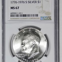 1(contact info removed) BiCentennial Silver Eisenhower Dollar. High Grade Mint State 67