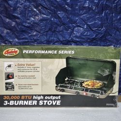 Century 3 Burner Propane Gas Camping Stove . OPEN BOX 