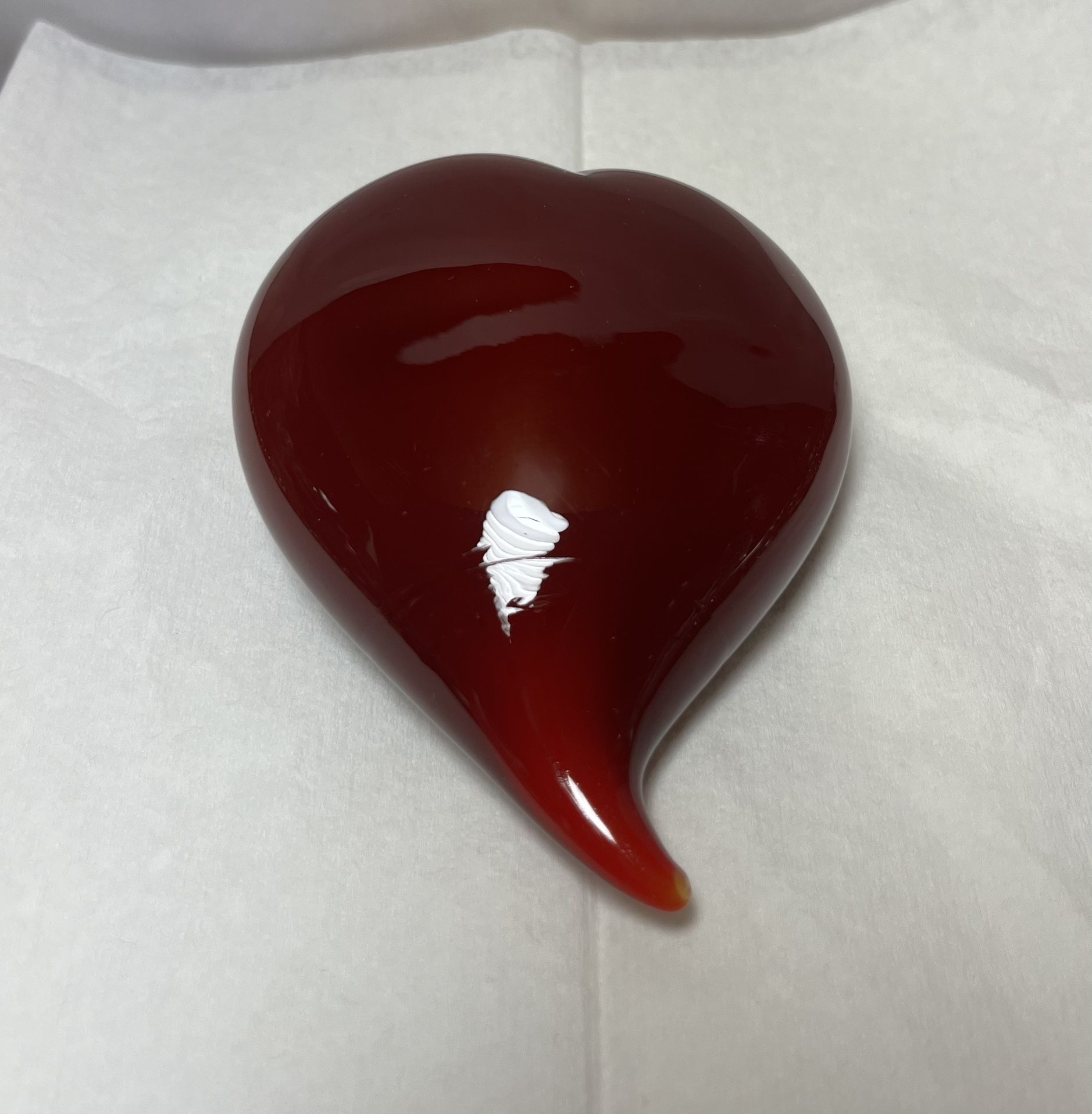 Vintage Valentines Heart Glass Paperweight