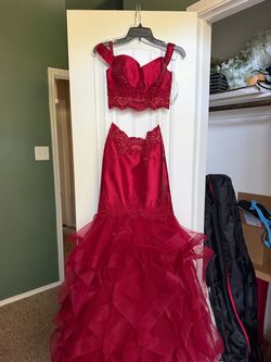 Red Two-Piece Mermaid Prom Dress