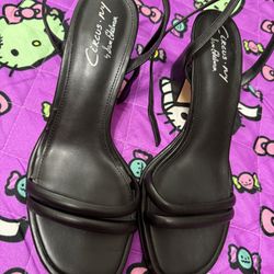 Black Sandal Heels Size 10