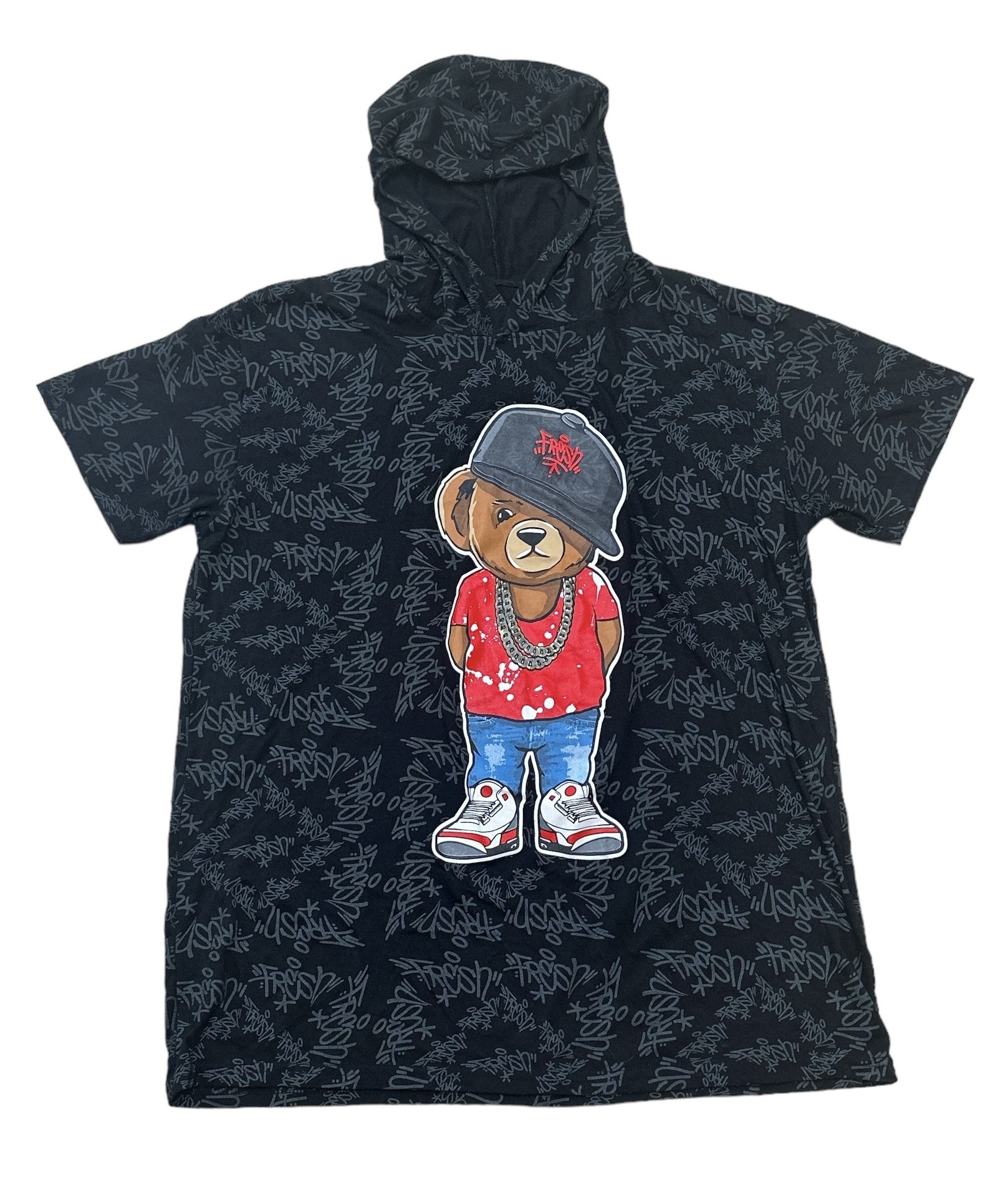 Bailey Apparel Vibes Sweatshirt Men’s XL Black Red Bear Graphic Print Hoodie Pullover Fleece