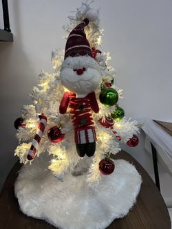 ❤️$15❤️ Mini Christmas Tree, 24 Inch/2 FT Lighted Tabletop Artificial Xmas Tree with Music Box, Reindeer Tag and Decor Ball, DIY Small Tree with LED f