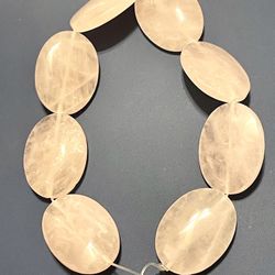 Lot Of 8 Oval Rose Quartz Beads