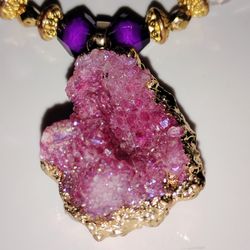 Purple druzy necklace